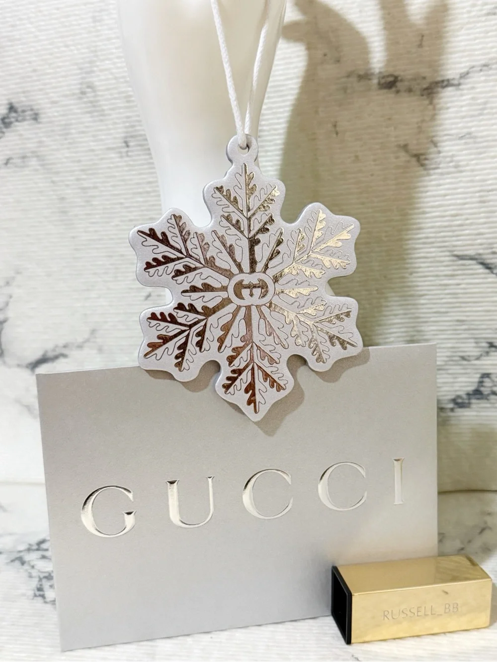 Gucci Silver Gray Holiday Snowflake Ornament
